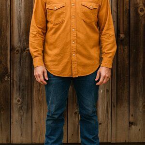 Ranger Ranchwear Western Shirt Men’s Size Medium Button Front Orange Cowboy